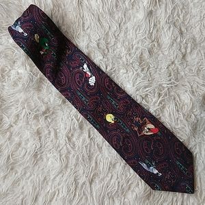 Vintage 90s Looney Tunes Mania Paisley Neck Tie
